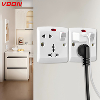 Interrupteur double paroi en PC, norme britannique, accessoires électriques pour la maison, noir, 16A, 2 et 3 broches MF avec prise néon