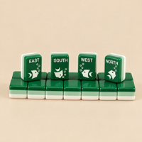 Jeu de Mahjong Jardin Botanique en Acrylique Frais Trois Couches, Tuiles Joker Menthe Teal pour Fête Printanière, Réunion et Décoration Intérieure