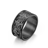 Bague en acier inoxydable pour homme, style nordique, motif nœud celtique en relief