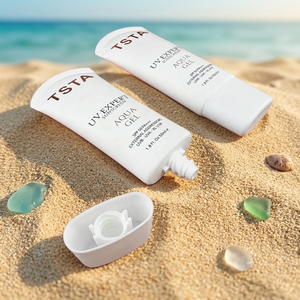 Crème solaire UV Expert Aqua Gel SPF50 50ml, tube super ovale en plastique blanc avec bouchon à vis super ovale, logo estampé à chaud, extrémité ronde - Product Image 5