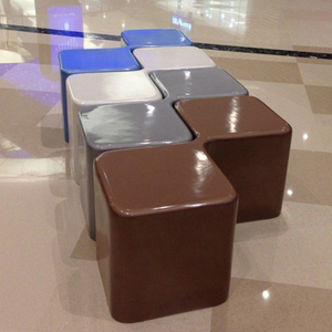 UV Protected Fiberglass Cobblestone <b>Bench</b> Durable Public Waiting Chair Weatherproof Stool for Parks - Product Image 1