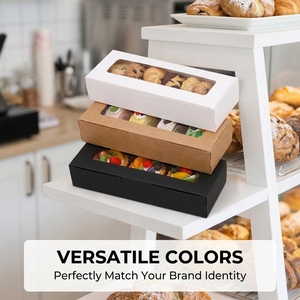 กล่องมาการองแบบมีหน้าต่างใส กล่องขนมอบ กล่องคุกกี้ กล่องบรรจุภัณฑ์ทรงสี่เหลี่ยมผืนผ้าสำหรับใส่โดนัท โกโก้ ทรัฟเฟิล และของหวานต่างๆ - Product Image 3