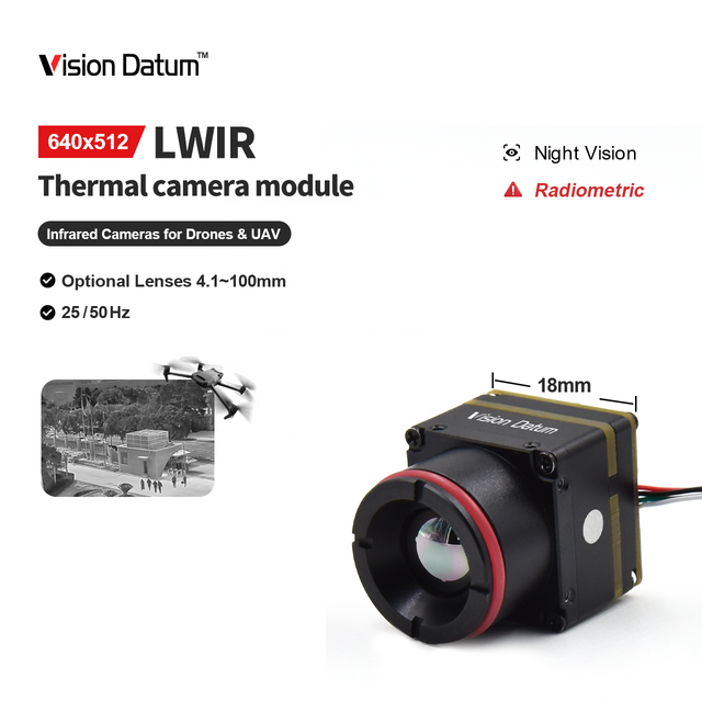 Uncooled 640x512 12μm 9mm 13mm 45mm LWIR USB MIPI UAV Camera Thermal Module for Security Monitoring