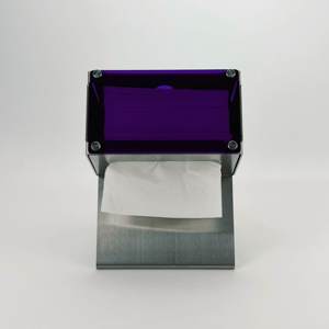 Porte-boîte à mouchoirs en acier inoxydable avec panneau en acrylique violet, forme rectangulaire, finition polie - Product Image 1