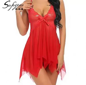 SFY3807 Lencería Sexy Transparente de Encaje Multicolor para Mujer, Talla Grande con Tanga, Camisón para Mujer - Product Image 3