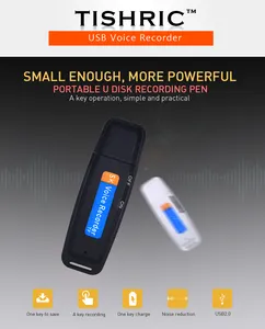 TISHRIC Voice Reacorder MP3 Mini dictáfono profesional reducción de ruido USB Flash Drive grabación fuera de línea transcripción pluma