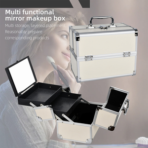 Portable professionnel cosmétique Train Case grande capacité en aluminium Nail Art outil et maquillage boîte stockage Portable maquillage Case - Product Image 4