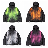 Veste coupe-vent thermochromique pour homme, motif dégradé réactif à la chaleur, à capuche, fermeture éclair, vêtements de sport décontractés