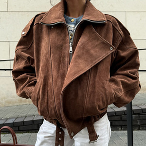 Veste Aviateur Courte Ample Imperméable Marron Vintage Personnalisable pour l'Automne – Vente en Gros - Product Image 4