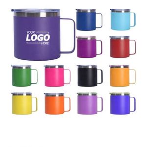 Mug de voyage en acier inoxydable de 14 oz avec poignée : Tasse à café à double paroi isolée pour cadeaux promotionnels - Product Image 1
