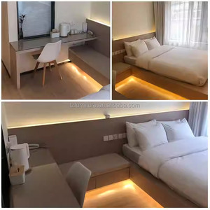 Low Cos Modern Hotel Bedroom Furniture <b>Sets</b> Wood <b>Bed</b> Frame with Headboard Nightstand TV Cabinet Desk For 3 Star Hotel <b>Full</b> Room - Product Image 5