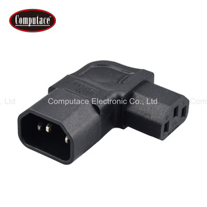 อะแดปเตอร์แปลงไฟแบบมุมฉาก 90 องศา สีดำ IEC C14 ตัวผู้ เป็น C13 ตัวเมีย 10A 250V สำหรับเชื่อมต่อคอมพิวเตอร์ เซิร์ฟเวอร์ และ UPS - Product Image 1