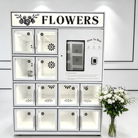 Distributeur automatique de fleurs modulaire intelligent avec étagères réglables et verre autonettoyant