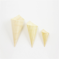 Biodegradable Wooden Gift Cone Disposable Wood Serving Cone for Chocolate Nut Candy Wedding Favor Pack