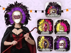 Роскошная маска из ПВХ с цветочным узором 45x60 см для вечеринок на Хэллоуин, венецианского карнавала, аксессуар для парных костюмов - Product Image 5