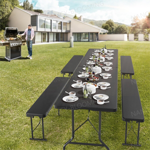 Vente en gros <span class=keywords><strong>Table</strong></span> pliante de 6 pieds en plastique noir grain de bois 6 pieds Portable Heavy Duty Indoor Outdoor <span class=keywords><strong>180</strong></span> <span class=keywords><strong>cm</strong></span> pour le <span class=keywords><strong>camping</strong></span> pique-nique - Product Image 5