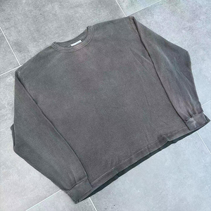 <span class=keywords><strong>Maglia</strong></span> a Maniche Lunghe da Uomo <span class=keywords><strong>Termica</strong></span> in Cotone Nero Lavorato a <span class=keywords><strong>Maglia</strong></span> a Nido d'Ape Oversize con Grafica Serigrafata Personalizzata dal Produttore - Product Image 6