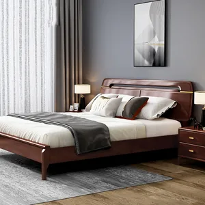 实木床现代轻奢华实木王国尺寸紫檀金色婚床卧室家具