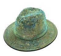Chapeau en jean orné de strass multicolores, idéal pour la danse, personnalisable