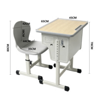 Ensemble de bureau et chaise d'école réglables avec plateau en bois, table d'étude avec boîte à livres en acier et siège blanc, mobilier de classe pour enfants