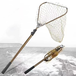 Arcadia Aluminum Alloy Rubber Coated Fish Landing Net Foldable Telescopic Sea Fly Fishing Net Floating Fishing Net