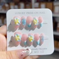 Nail Art court sculpté Niche imprimé léopard pur fait à la main porter des ongles doux Style européen et américain Nail Art