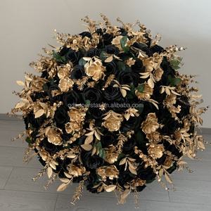 Centros de mesa de flores para decoración de boda personalizados de gama alta, tamaño grande, mesa de oro negro, bola de flores rosas - Product Image 3