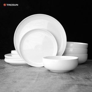 Combinaison bol et assiette maison hôtel bas prix fin nouvel os chine blanc 12 pièces vaisselle ensemble de vaisselle - Product Image 5