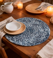 Set de table pour enfants en polyester 100% recyclé, fait main, moderne, abstrait, multicolore, tissé, lavable, imperméable, antidérapant, pour le voyage