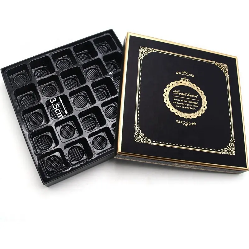 Custom Luxury Fancy Brown Gift Packaging Box Empty Chocolate Truffle Box Divided Cookie Paper Chocolate Box With Dividers Insert