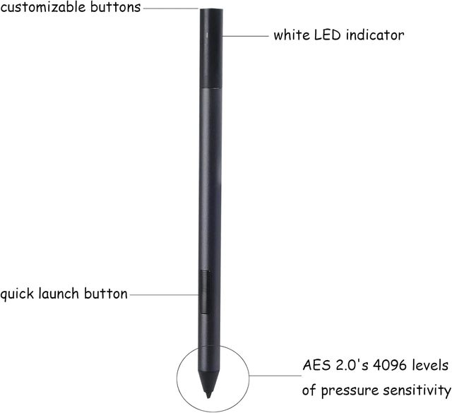 Active Stylus Pen PN557W for Dell 2-in-1 Laptops Compatible with Latitude 5285/5289/5290/7285/7400 & XPS 15 9365/9575