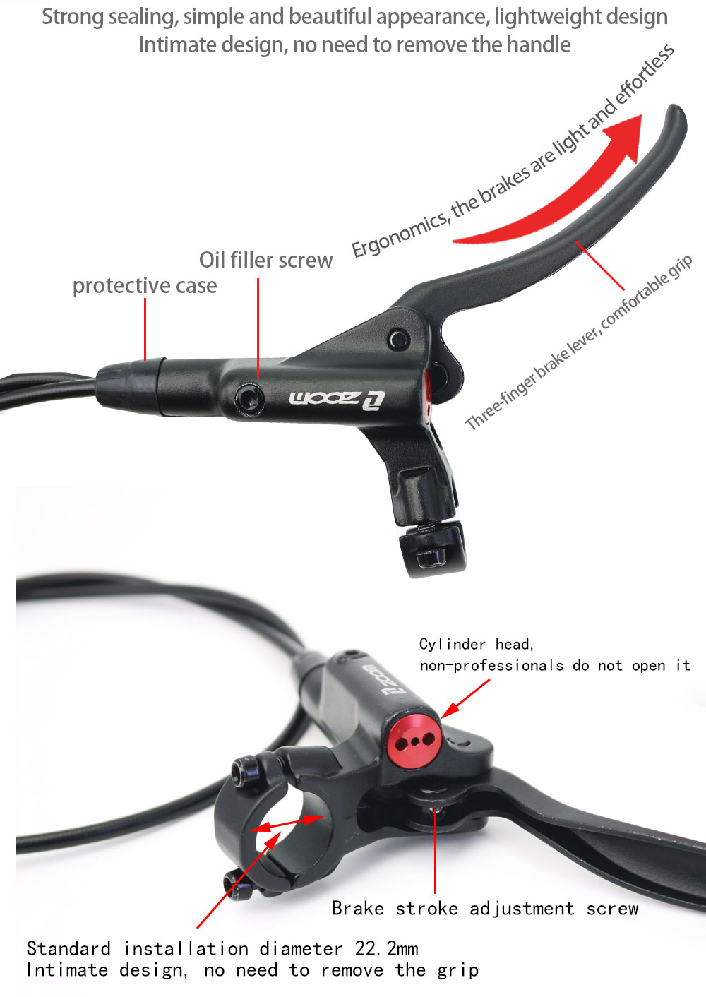 ZOOM HB-876 Hydraulic Brakes Durable Mountain Bike Set