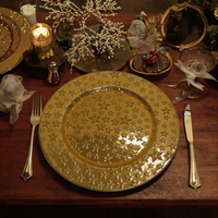 Assiettes de Présentation Modernes en Plastique PP de Luxe Durables Écologiques Jetables à Motifs Personnalisés pour Noël et Mariages