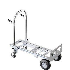 รถเข็นอลูมิเนียมพับได้สีเงินพร้อมล้อสี่ล้อสำหรับงานหนัก - Product Image 4