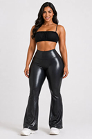 Ensemble de vêtements de sport à jambes évasées en polyester/nylon, pour yoga, fitness, pilates, entraînement, extensible dans quatre directions, taille haute, uni, grande taille, séchage rapide