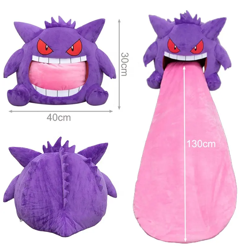 Pokem-on Gengar lidah besar Anime boneka perifer ukuran besar Gengar bantal tidur fungsi ganda selimut tidur boneka mainan mewah