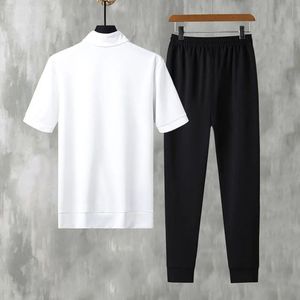 Ensemble 2 pièces décontracté pour <span class=keywords><strong>homme</strong></span> : T-shirt à manches courtes <span class=keywords><strong>et</strong></span> <span class=keywords><strong>pantalon</strong></span> en coton avec logo personnalisé – Tenue décontractée en tissu de coton, coupe ajustée - Product Image 4