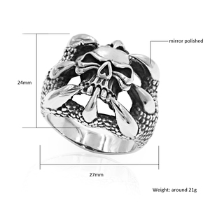 Joyería de calavera gótica personalizada, <span class=keywords><strong>anillo</strong></span> de <span class=keywords><strong>garra</strong></span> de dragón, anillos de esqueleto para hombre - Product Image 2