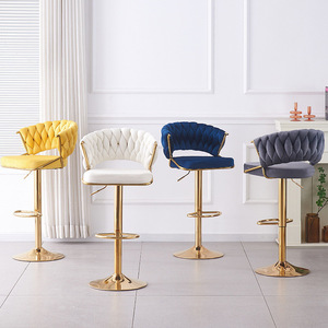 Chaise TUQ en <span class=keywords><strong>velours</strong></span>, dossier en arc, <span class=keywords><strong>tabouret</strong></span> <span class=keywords><strong>de</strong></span> <span class=keywords><strong>bar</strong></span> en <span class=keywords><strong>velours</strong></span> pour hôtel, <span class=keywords><strong>bar</strong></span>, siège <span class=keywords><strong>de</strong></span> 44 <span class=keywords><strong>cm</strong></span>, <span class=keywords><strong>tabouret</strong></span> <span class=keywords><strong>de</strong></span> <span class=keywords><strong>bar</strong></span> doré pour hall, salon - Product Image 3