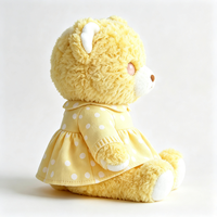 Adorable Ours en Peluche Jaune Doux avec Robe à Pois – Jouet en Peluche Animal Mignon