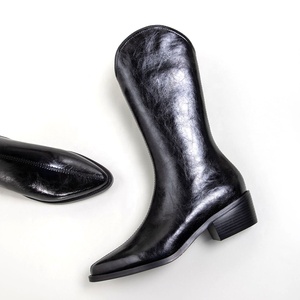 À la mode grande taille <span class=keywords><strong>Beige</strong></span> noir dames côté fermeture éclair <span class=keywords><strong>bottes</strong></span> gros bloc talon <span class=keywords><strong>mi</strong></span>-<span class=keywords><strong>mollet</strong></span> <span class=keywords><strong>bottes</strong></span> femmes chaussures - Product Image 3