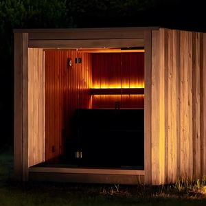 Sala de Sauna móvil de diseño moderno para exteriores con puerta cilíndrica de madera maciza de porche combinada con estufa de Sauna de infrarrojo lejano - Product Image 2