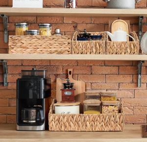 Juego de 3 Cestas de Almacenamiento Rectangulares de Mimbre Natural Tejido a Mano, Ecológicas, con Asa Integrada para Estantes del Hogar - Product Image 4