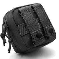 1 pochette tactique noire de petite taille, pochette utilitaire micro, pochette d'identification transparente amovible, mini couteau, boussole, lampe torche, sac de rangement pour cartes
