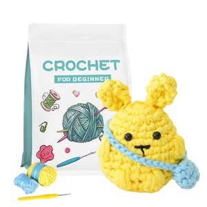 Bohe Crochet Animal Kit cho người mới bắt đầu với video hướng dẫn bông đan sợi chủ đề dễ dàng để làm DIY Craft dễ thương <span class=keywords><strong>Bunny</strong></span> - Product Image 1
