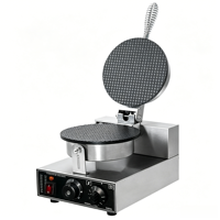 Machine à gaufres et cornets de crème glacée ronds professionnelle 1250W en acier inoxydable 220V