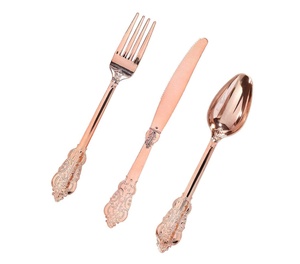 Heavy Duty Bulk PS Gold Sliver Rose Gold Roya Disposable Plastic Cutlery Plastic Flatware Knife Fork Spoon