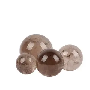 Wholesale natural crystal polishing gem smoked quartz ball healing stone for home decoration