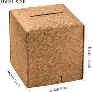 Boîte à mouchoirs carrée en cuir PU, organisateur moderne, support à mouchoirs en forme de cube de 5,34 pouces pour la décoration de la maison et du bureau - Product Image 2