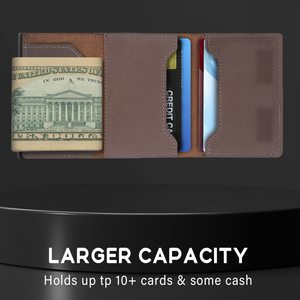 Portefeuille pour homme vintage en cuir PU avec fermeture magnétique, compartiment pour AirTag, <span class=keywords><strong>porte</strong></span>-cartes intelligent en aluminium - Product Image 2